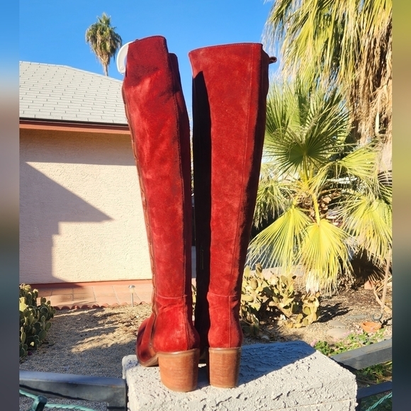 Vera Cruz Sundance Sagebrush boots  Burgundy suede brown leather‎ trim Tall - Picture 8 of 11